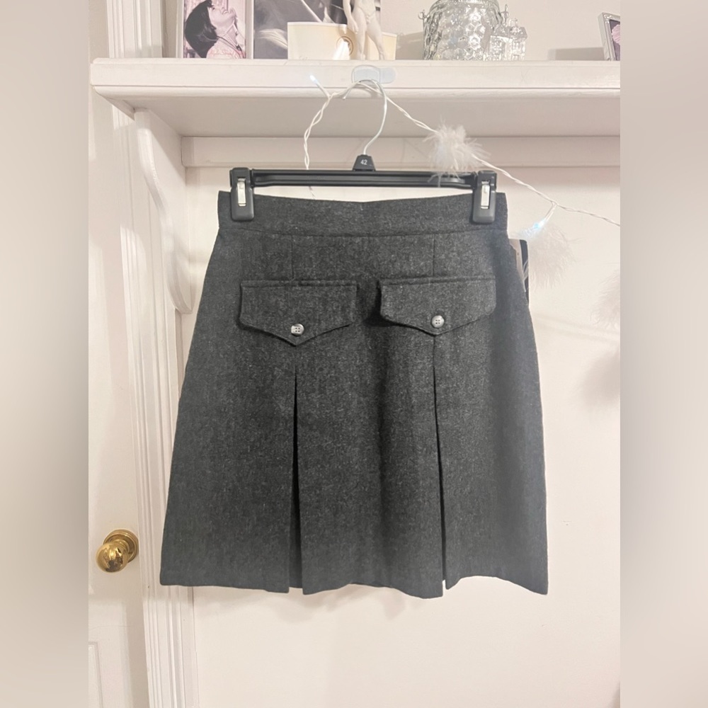 FINAL PRICE NWT Vintage Tracy Evens Wool-Like Charcoal Gray Preppy Skirt